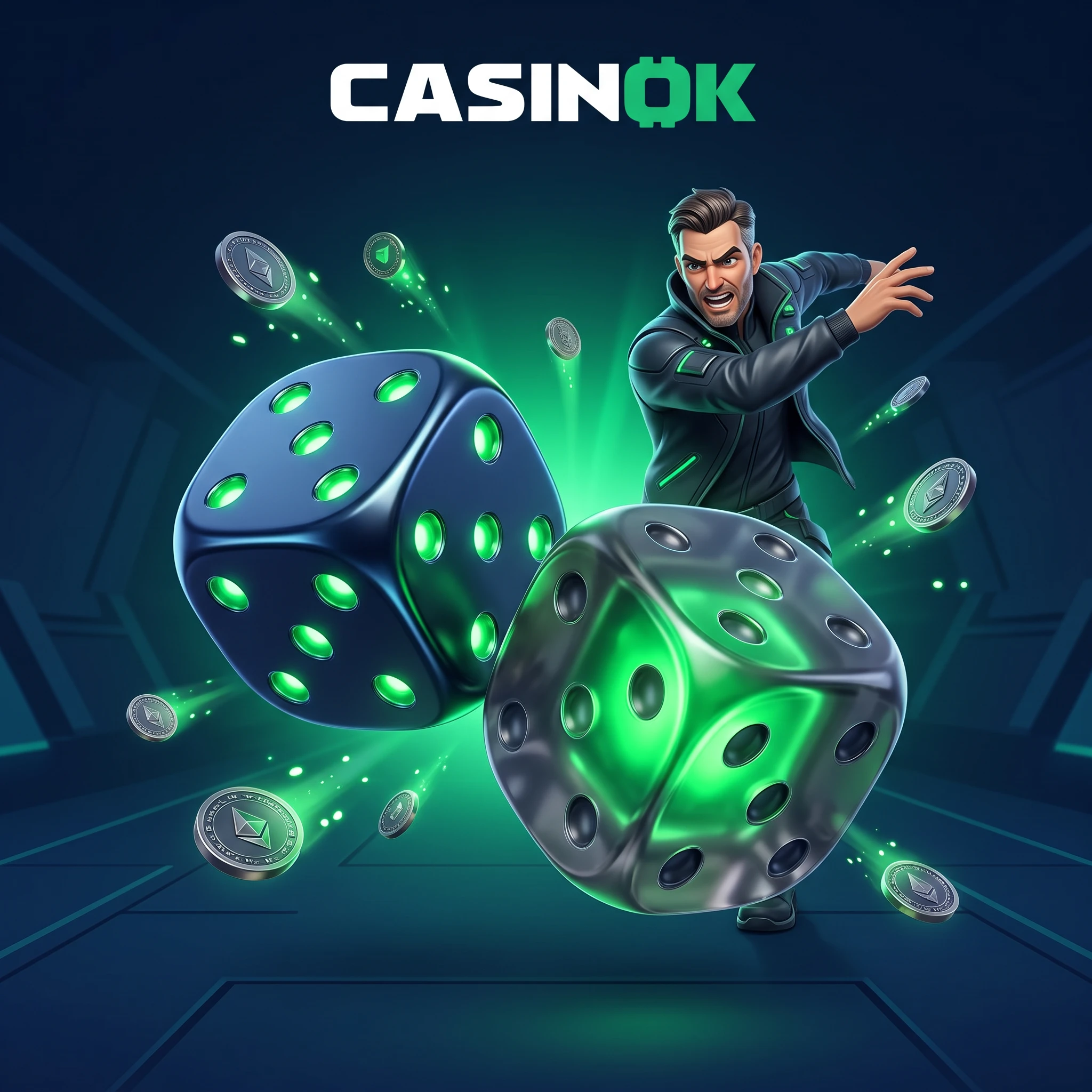 Kości kasynowe i gracz CasinOK